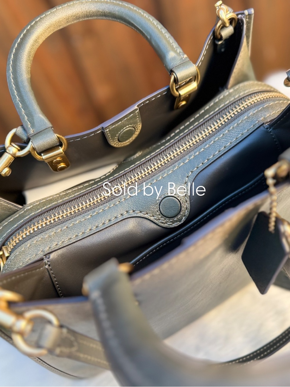 NWOT Coach Rogue Bag 31 In Loved Leather Brass Green - Picture 5 of 6